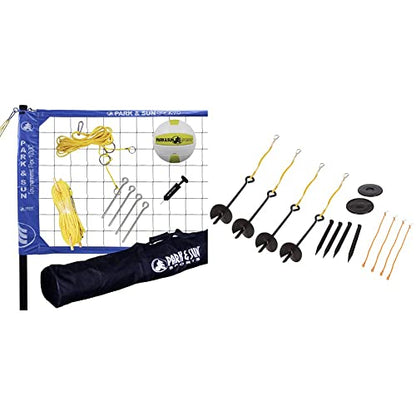 Park & Sun Sports Tournament Flex 1000 Volleyball Net System + Outdoor Volleyball Beach/Sand Adaptor Kit