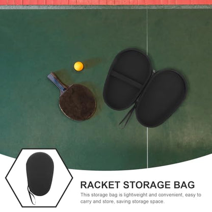 OSALADI Table Tennis Paddle Case Portable Eva Hard Shell Ping Pong Bat Storage Bag Black Nylon Cover for Sports and Game Room