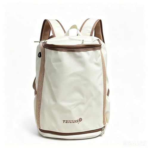 Tennis Bag Tennis Backpack for Women Men, Large Tennis Backpack 25L with Ventilated Shoe Compartment,Water-Resistant Sports Gmy Bag Fit for Pickleball, Badminton Court Training & Daily Use - color: Beige
