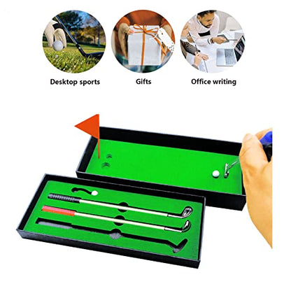 SANTA CASA Golf Pen Set & Mini Desktop Golf Putting Green Game, Funny Gifts for Golfers Adults Teens Boss Coworkers, Office Desk Toy, Stocking Stuffers, Stress Relief Gadget