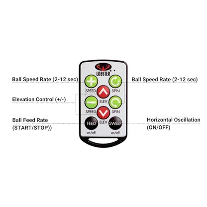 Lobster Sports Pickleball Machine – Full-Featured – Adjustable Topspin, Backspin, & Lobs, Random Oscillation, Ball Speed (20-60MPH), Lightweight & Portable, Holds 125 Balls, with Multi-Function Remote - style: The Pickle Two