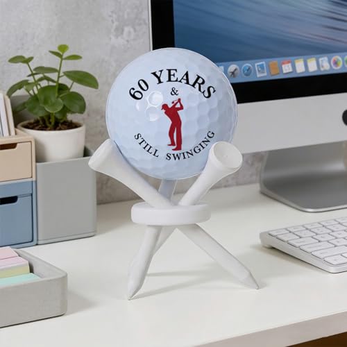 Dad Gift for Fathers Day, 60th Birthday Golf Gifts for Grandpa Dad Friends Husband Men, 60 Years Old Novelty Birthday Golf Ball Gift, Golf Ball Tabletop Display Stand Holders Gifts Decor, 3 tees