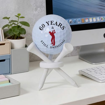 Dad Gift for Fathers Day, 60th Birthday Golf Gifts for Grandpa Dad Friends Husband Men, 60 Years Old Novelty Birthday Golf Ball Gift, Golf Ball Tabletop Display Stand Holders Gifts Decor, 3 tees