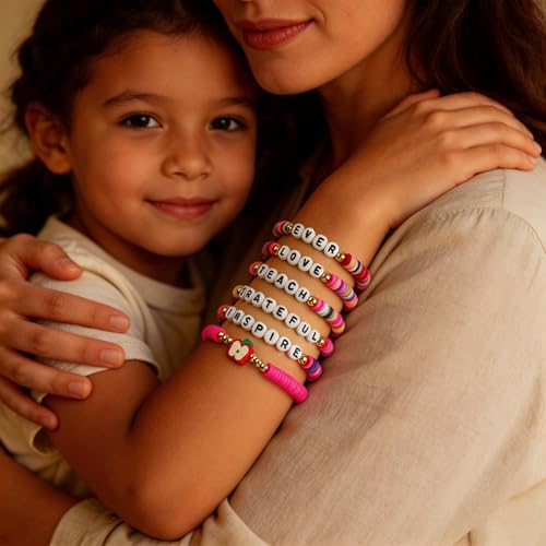 OHOME Teacher Appreciation Gifts - 6 Pack Teacher Appreciation Bracelets | Thank You Teacher Gifts in Bulk,Teacher Outfits Shirts for Women,Teacher Must Haves Supplies - style: Teacher appreciation