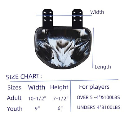 Football Back Plate, Football Low Back Pad, Rear Protector Lower Back Pads+ Towel - color: black and white, size: Large