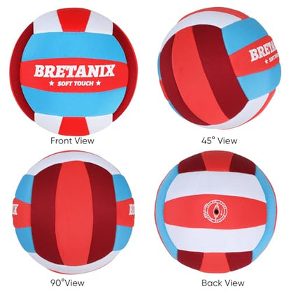 Soft Indoor Volleyball – Quiet Lightweight Fabric Volleyball for Kids, Youth & Beginners, Safe Training Ball, Pump Included - color: Red/Blue