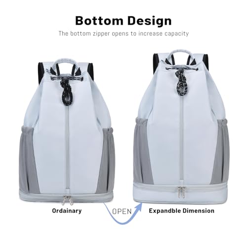Gym Backpack with Drawstring Closure, Expandable Shoe Compartment, Water Resistant Laptop Backpack, Thick Padded Back & Shoulder Straps, Heavy Duty Durable Daypack for Sports, Work, Travel, Black