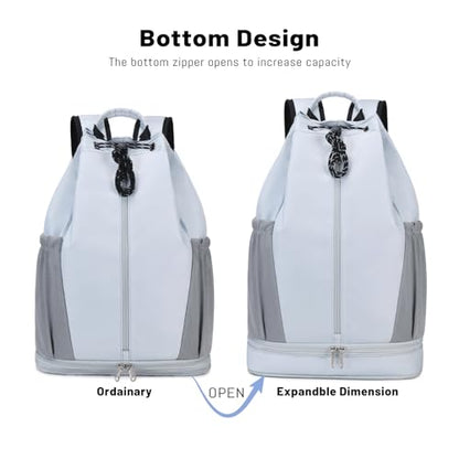 Gym Backpack with Drawstring Closure, Expandable Shoe Compartment, Water Resistant Laptop Backpack, Thick Padded Back & Shoulder Straps, Heavy Duty Durable Daypack for Sports, Work, Travel, Black