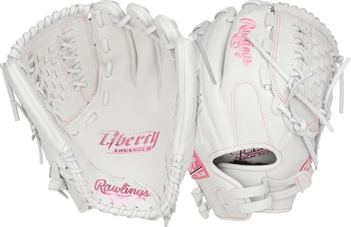 Rawlings | Liberty Advanced Color Series Fastpitch Softball Glove - color: White / Pink | X-Laced Basket Web, size: 12.5" | Utility