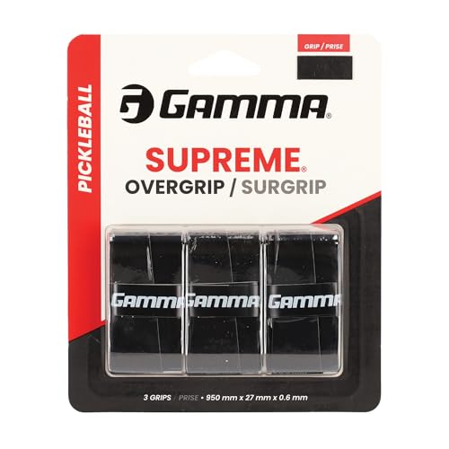 Gamma Pickleball Supreme Overgrip, Easy to Apply Grip Tape for Pickleball Paddles, Badminton, Squash, Padel Racquets, Replacement Tacky Over Wrap Bands, Multiple Color OG - color: Black