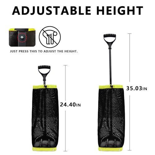 Tennis Ball Hopper, Holds 40+ Pickleballs or 50+ Tennis Balls, Lightweight Durable Steel Frame, Portable Adjustable Ball Picker（Excluding Ball） - color: Green