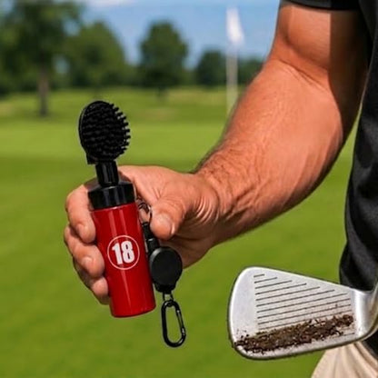 East/18 Aquabrush18 Golf Club Cleaner 4oz Pump Water Bottle Brush with Nylon Bristles, Retractor & Carabiner Clip | Lightweight, Durable & Leak-Resistant Cleaning - color: Red