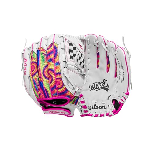 Wilson | A440 | Adult + Youth Fastpitch Softball Glove + Mitt | Sizes 11" - 12" | Right + Left Hand Throw | Multiple Styles - color: White/Pink/Tie Dye, size: 11.5" | Infield