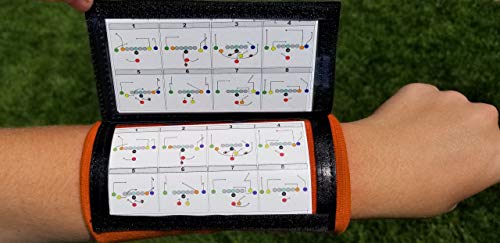 Y23 - Football Wristbands - Wrist Coach - QB Wristband - Football Play Wristbands - Playbook Wristband - color: Orange, size: 8 Pack