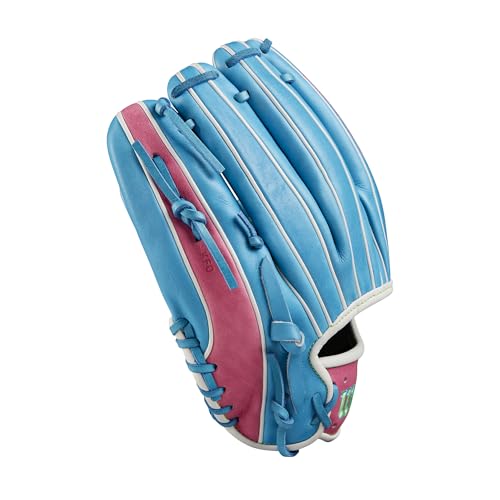 Wilson Fall 2024 A2000® Baseball Gloves - color: Sky Blue/Flamingo, size: Infield - 11.75"