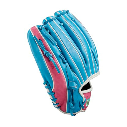 Wilson Fall 2024 A2000® Baseball Gloves - color: Sky Blue/Flamingo, size: Infield - 11.75"