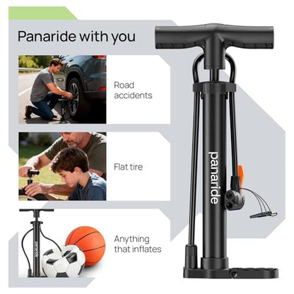 Bike Pump Floor, Advanced Bike Tire Inflator, Bicycle Hand Air Pump with Dual Presta and Schrader Valves, Handheld Pump, Suitable for Road and Mountain Bikes, Baby Stroller, Balls - style: Portable