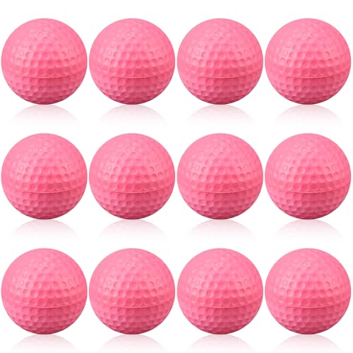 12 Pcs Foam Golf Practice Balls Soft Foam Balls for Golf Practice Realistic Feel and Flight Sport Training - color: Rose red