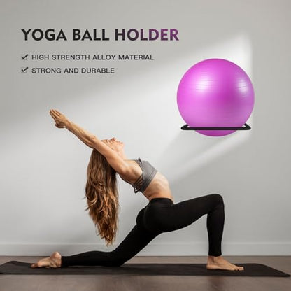 Stability Ball Storage Rack,Holder Wall Mount, Exercise Racks for Home and Yoga Studios or Commercial Gyms,Acts as a Storage (1 Black)