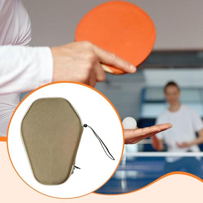 Menolana Table Tennis Racket Cover Portable Thoughtful Gift EVA Storage Bag Paddle Case for Travel Outdoor Indoor Training, light brown, 28.5cmx20.5cm