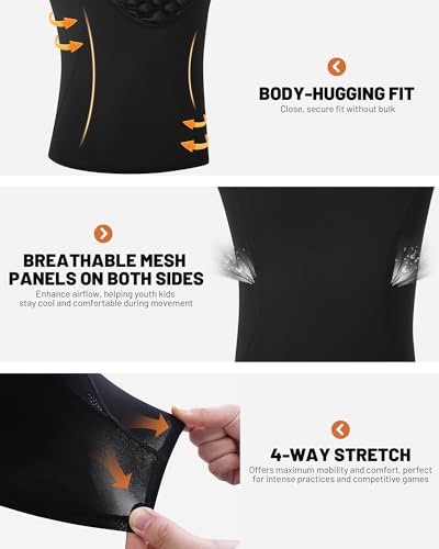 Youth Baseball Chest Protector Padded Compression Shirt Heart Sternum Guard Football Baseball Softball Lacrosse Goalies - color: Black, size: X-Small