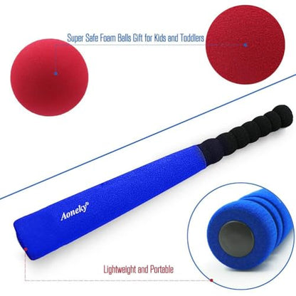 Aoneky Mini Foam Baseball Bat and Ball for Toddler, 16.5 inch