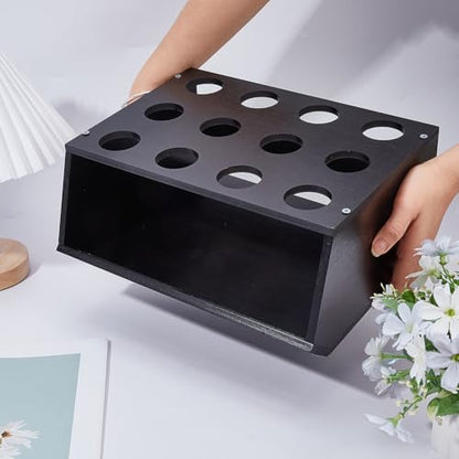 DICOSMETIC 1Pc Ping Pong Paddle Storage Rack 2 in 1 Wall-Mount Table Tennis Paddle Display Holder Hold 12Pcs Rackets and Balls Storage Shelf 30.5x21x13.5cm Black