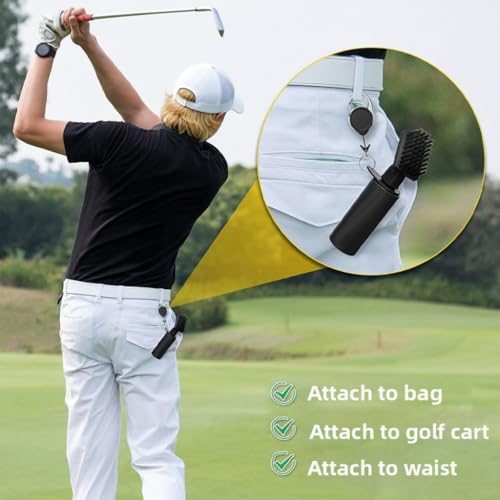 Golf Club Brush Cleaner – Perfect Christmas Gift for Golf Lovers, Essential Golf Accessories for Men with Built-in Water Bottle – 7.5” Portable Golf Cleaning Tool