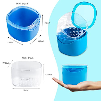 Denture Bath Case, Retainer Cleaning Box,No-Leak Denture Case, Mouth Guard, Night Guard and Retainer (blue) - color: Blue
