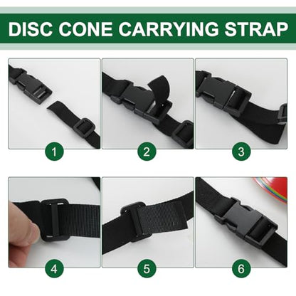 6.5 Feet Strap Cone Carrier Sport Cone Carrying Strap Adjustable Agility Disc Cone Strap Carrier for Storage & Travel with Quick Snap Closure - color: Black