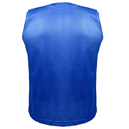 Athllete 12 pcs Duramesh Pinnies/Scrimmage Vest - Kids Youth and Adult Pinnies, Numbered Penny Jerseys for Soccer - color: Azure Blue (Set of 12), size: Large