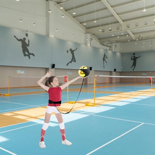 Haploon Volleyball Rebounder Belt, Solo Volleyball Trainer Kit with Elastic Cord, Adjustable Waist Belt & Hand Strap for Serve Spike Practice, 3PCS Training Equipment for Adult Indoor Outdoor