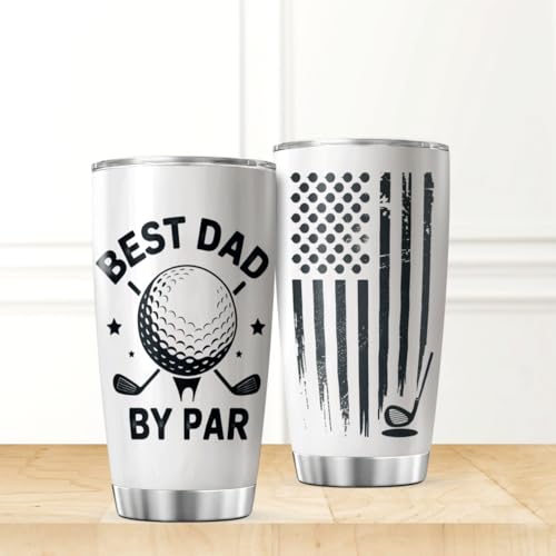 CUBICER Best Dad By Golf Design 20 Oz Tumbler Stainless Steel Gift For Loving Dads Fathers Day Birthday Outdoor Use Coffee Hot Cool Tea Bottle Iced Travel Heat Mug - color: Golf Dad C5
