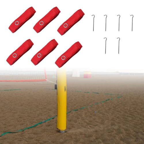 6pcs Beach Volleyball Lines Equipment Portable Red Lines Marking Court Marker for Sand Training Beach Outdoor Sports