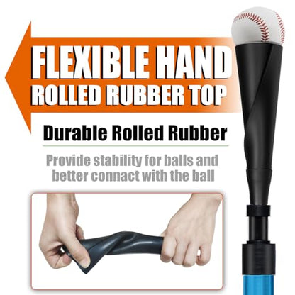 TARUMG Portable Batting Tee for Baseball/Softball, Height Adjustment from 25-47 inches, Heavy Duty Baseball Tee with Detachable Rubber Top, Easy Assembly Hitting Tee for Kids/Youth/Adults - style: Basic Set&Blue 25‘’-37‘’