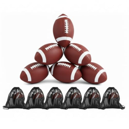 WinnerWhy 6 Pcs Inflatable Footballs Composite Leather Footballs with Pump Official Size Balls for Youth, Junior, Adult, College, High School, American Foot Ball Training Sport Gifts - size: Size 6