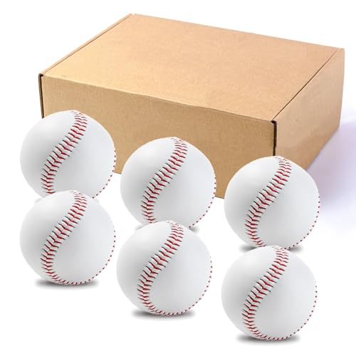 Baseballs, Practice Baseballs, Baseball for Youth Teenager/Adults Players Training Ball, Safe Throwing for Indoor/Outdoor, Batting Practice - color: White Box of 6