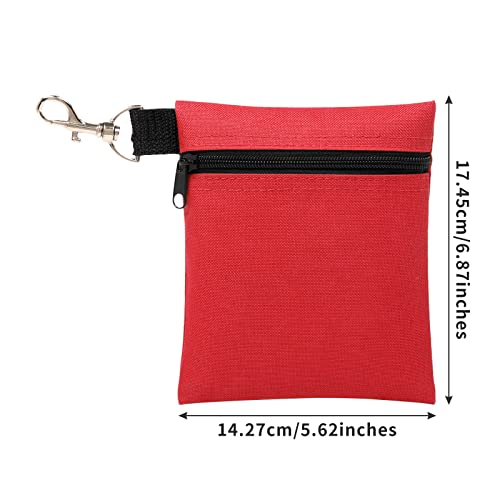 Golf Tee Pouch, 5.62 X 6.87 Inch Professional Zipper Golf Tee/Ball Pouch Bag with Metal Lobster Claw Clip - color: RED