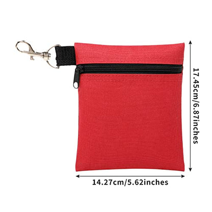 Golf Tee Pouch, 5.62 X 6.87 Inch Professional Zipper Golf Tee/Ball Pouch Bag with Metal Lobster Claw Clip - color: RED