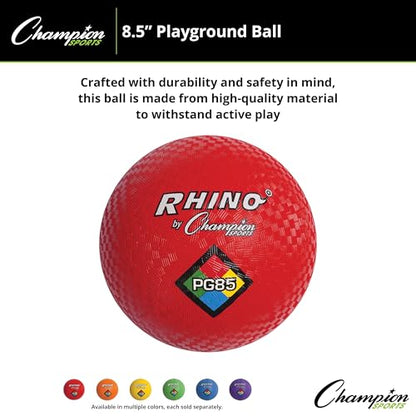 Champion Sports Rhino Playground Ball 8.5" D - Two Ply, Nylon Wound, Red (Set of 1 Ball)