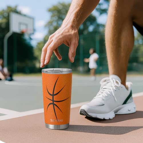 Basketball Tumbler 20oz Stainless Steel Insulated, Travel Coffee Cup, Sport Tumblers Gifts for Basketball Lovers, Men Women, Coach, Birthday, Christmas - color: Basketball