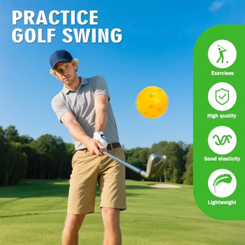 26 Pack Practice Golf Balls, 41mm Hollow Airflow Plastic Golf Balls with Golf Tees, for Indoor Outdoor Driving Range Backyard Swing Practice - color: Yellow
