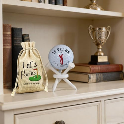 Fathers Day Dad Gifts from Daughter Son Wife, 70th Golf Gift for Grandpa Golfing Fan Husband, Golf Birthday Retirement Gifts, 70 Years Old Golf Ball Tabletop Display Stand Holders Gifts Decor 3 Tees