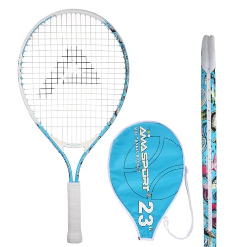 AMA SPORT Kids Tennis Racket for Junior Toddlers Starter Kit 17-25" Tennis Racquet for Girls and Boys with 420D Nylon Shoulder Strap Bag - color: Blue, size: 23 inch