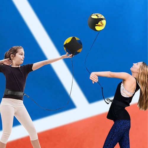 Haploon Volleyball Rebounder Belt, Solo Volleyball Trainer Kit with Elastic Cord, Adjustable Waist Belt & Hand Strap for Serve Spike Practice, 3PCS Training Equipment for Adult Indoor Outdoor