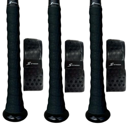 Stinger Sports Premium Polymer Bat Grip (Baseball and Softball) - color: 3-Pack: Black