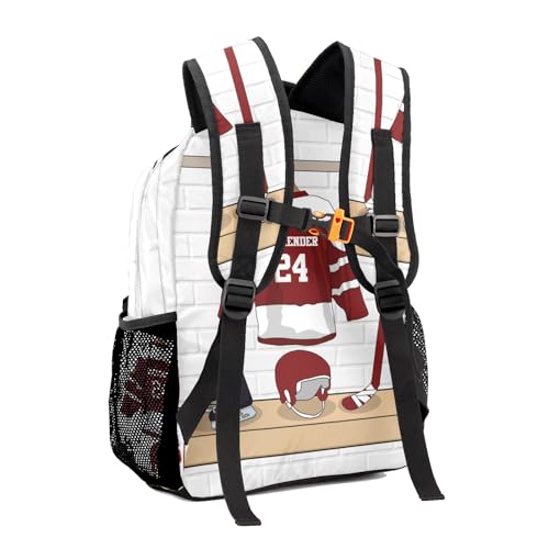 Ice Hockey Sport Team Number Burgundy Personalized School Backpack for Teen Kid-Boy/Girl Primary Daypack Travel Bookbag - color: Option 31