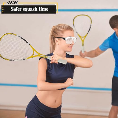 2 Pack Beginner Squash Racquet Set Includes Racquets with Racket Bags Anti Fog Goggles Cases Blue Dot Ball Indoor Gym Sports for Beginners Novice Training Recreational Play - color: Yellow