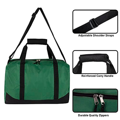24 Pack Bulk Duffle Bags Wholesale by the Case for Homeless, Sports Teams, and Duffle Bags for Foster Kids (All Green Pack) - color: All Green Pack