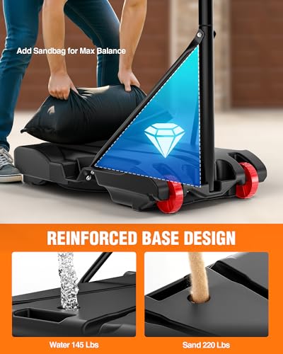SPOYNAL Basketball Hoop Outdoor & Indoor, 3.8FT-7FT Adjustable Portable Basketball Hoops & Goals with LED, PC Backboard for Driveway, Garage, Pool Court, Pool Basketball Hoop
